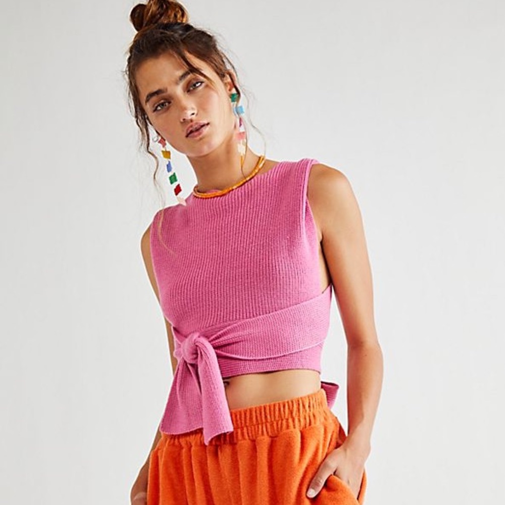 Free People Convertible Sweater Tank in Orchid Color